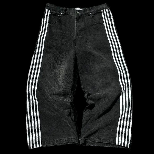 "STRIPES" BAGGY DENIM